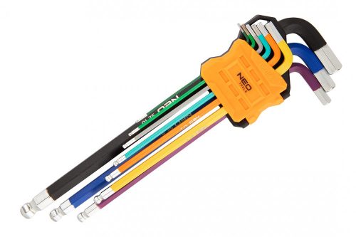 Imbuszkulcskészlet 9db hosszú 1.5-10mm, színes