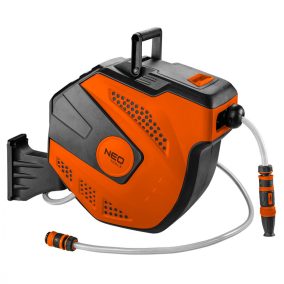 Autómata tömlődob, 20 m locsolótömlő + 2 m csatlakozó tömlő, 10 bar, PP ház, PVC tömlő