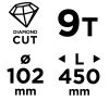Gyémánt magfúró korona, 102x450mm, 9 szegmenses, 58G540 géphez