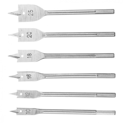 Lapos marófúró készlet, 6db(10,12,16,18,20,25mm)