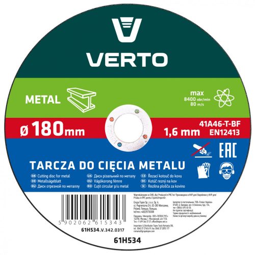 Vágókorong fém 180x1.6x22mm t40