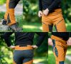 Munkásnadrág, OUTDOOR, 4 irányú sztreccs anyag, 210g/m2, mustársárga-szürke, L