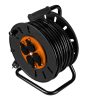 Kábeldob, hosszabbító, 30m/3x1,5mm2 réz kábel, 230V, IP20, hőkioldó, műanyag dob, fém keret
