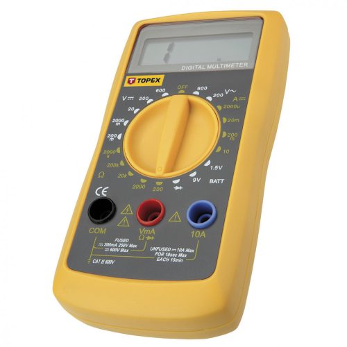 Multiméter digitális, ac v, dc a, dc v, ellenállás, dióda, akku mérő 1,5v, 9v