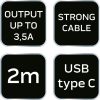 USB hosszabbítókábel, 2m, USB-A, USB-C
