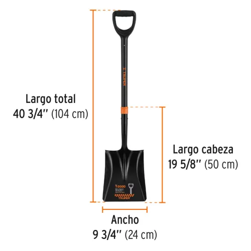 Truper T-2000 szögletes lapát, D-nyelű 24x30cm /PCY-PF/