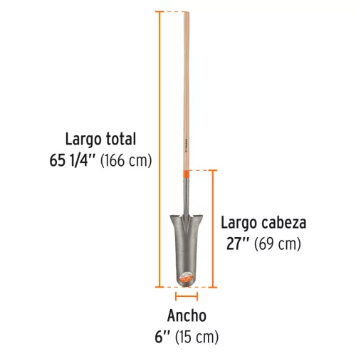 Truper Classic csatornázó ásó 15x43cm (hosszú nyél) /PEP-16L/